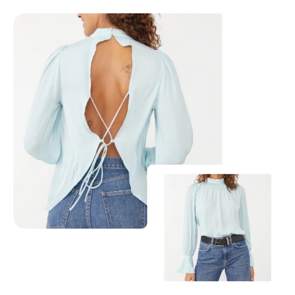 FREE PEOPLE Fiona Backless Long Sleeve Blouse - Picture 1 of 6
